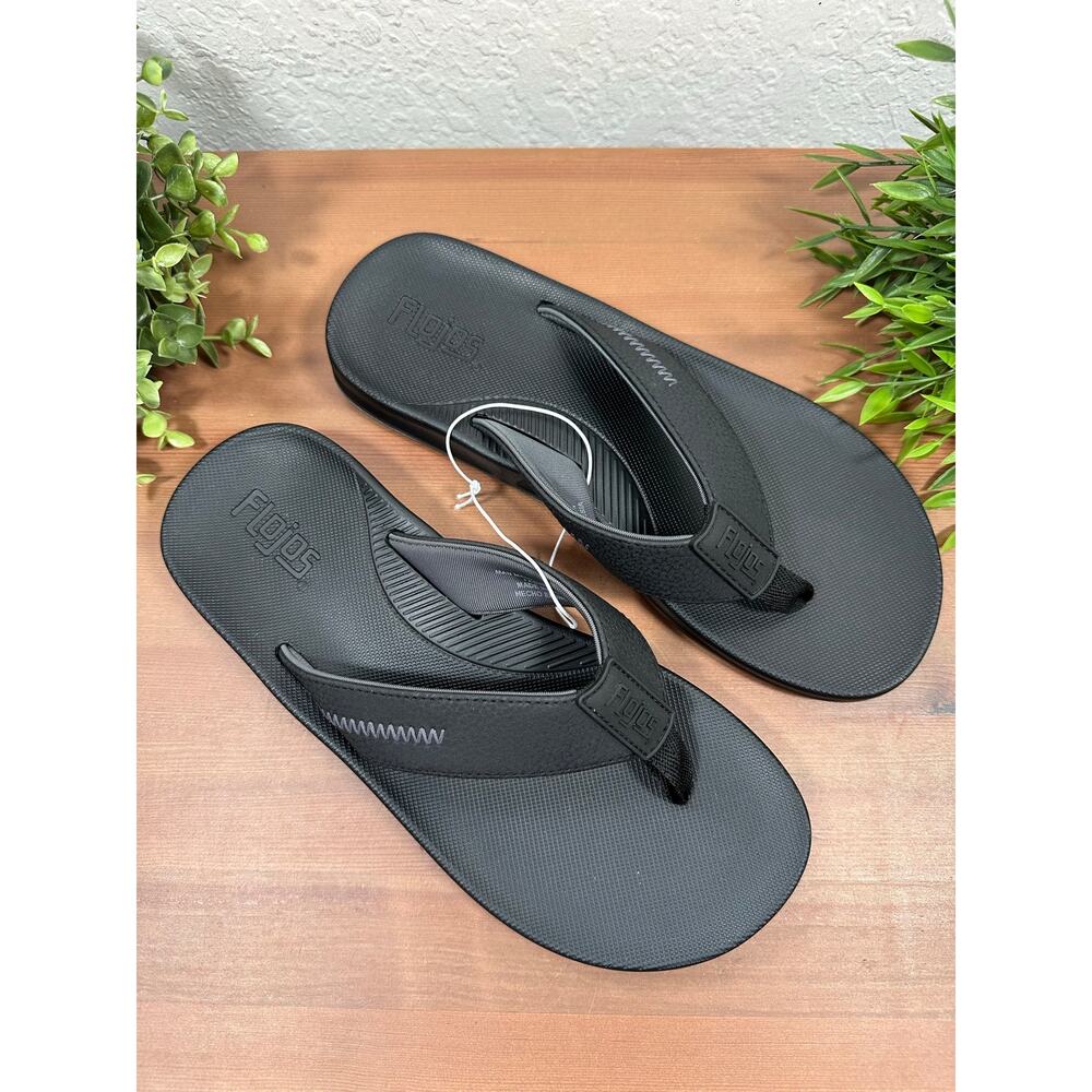 Flojos Men's Black Flip Flop Sandals Size 8